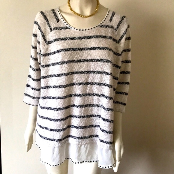 Style & Co. Tops - Style & Co. Woman Cream & Black Studded Sweater 3X